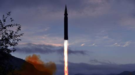 A missile is seen in this undated picture released by North Korea's Korean Central News Agency on September 29, 2021