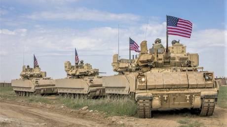 US Bradley armored vehicles on patrol in northeastern Syria (file photo)
