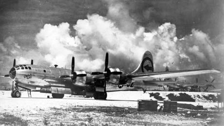 Enola Gay Boeing B-29 on 6 August 1945, during the final stages of World War II, became the first aircraft to drop an atomic bomb.