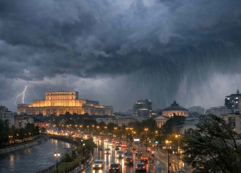 ANM: Ploi, instabilitate atmosferică și intensificări ale vântului în București până sâmbătă dimineață